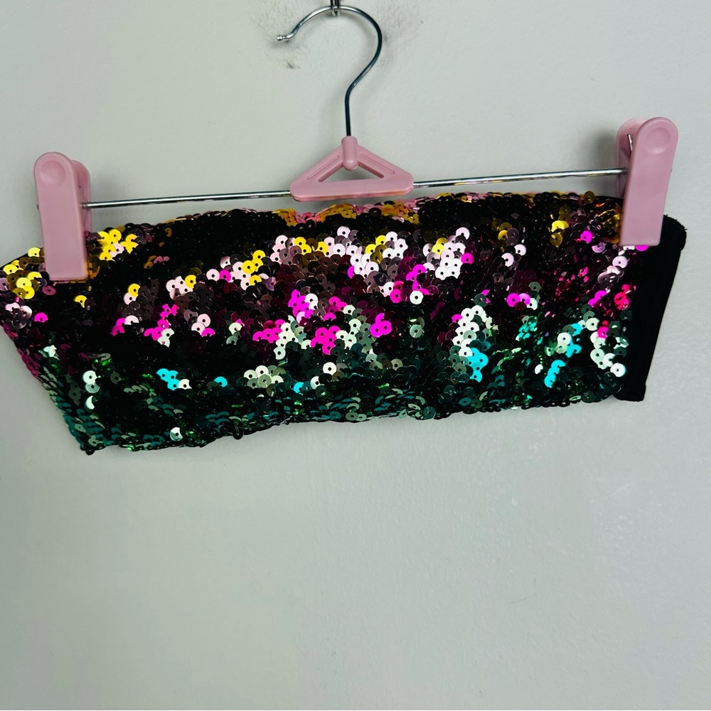 Victoria's Secret Strapless Sequin Colorful Bikini Top Size XS